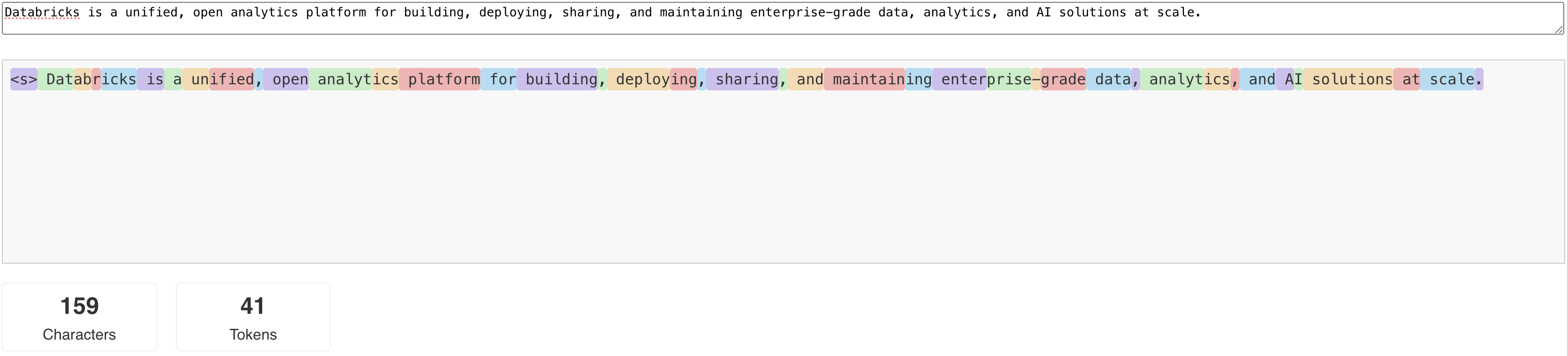 Příklad rozdělení textu s tokenizátorem Llama