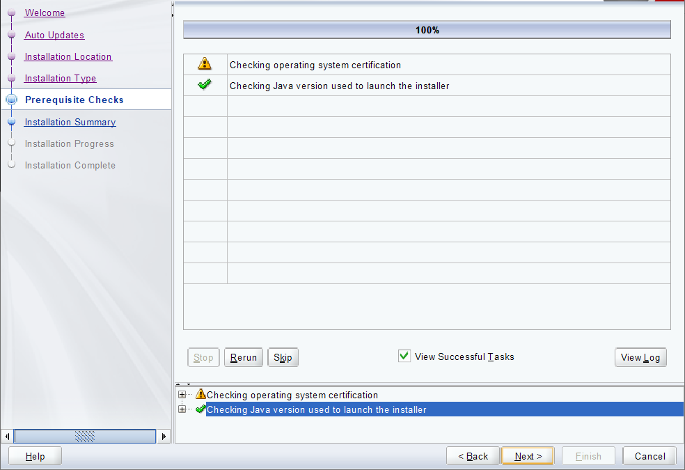 Windows - Oracle WebLogic Server Installation Prerequisite Checks.