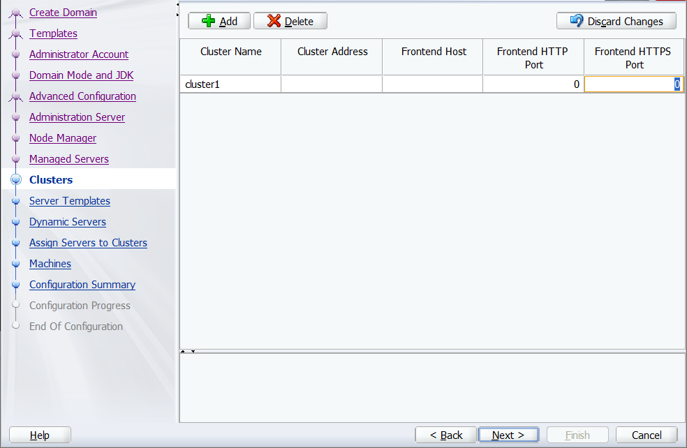 Screenshot of Oracle Configuration Wizard - Cluster.