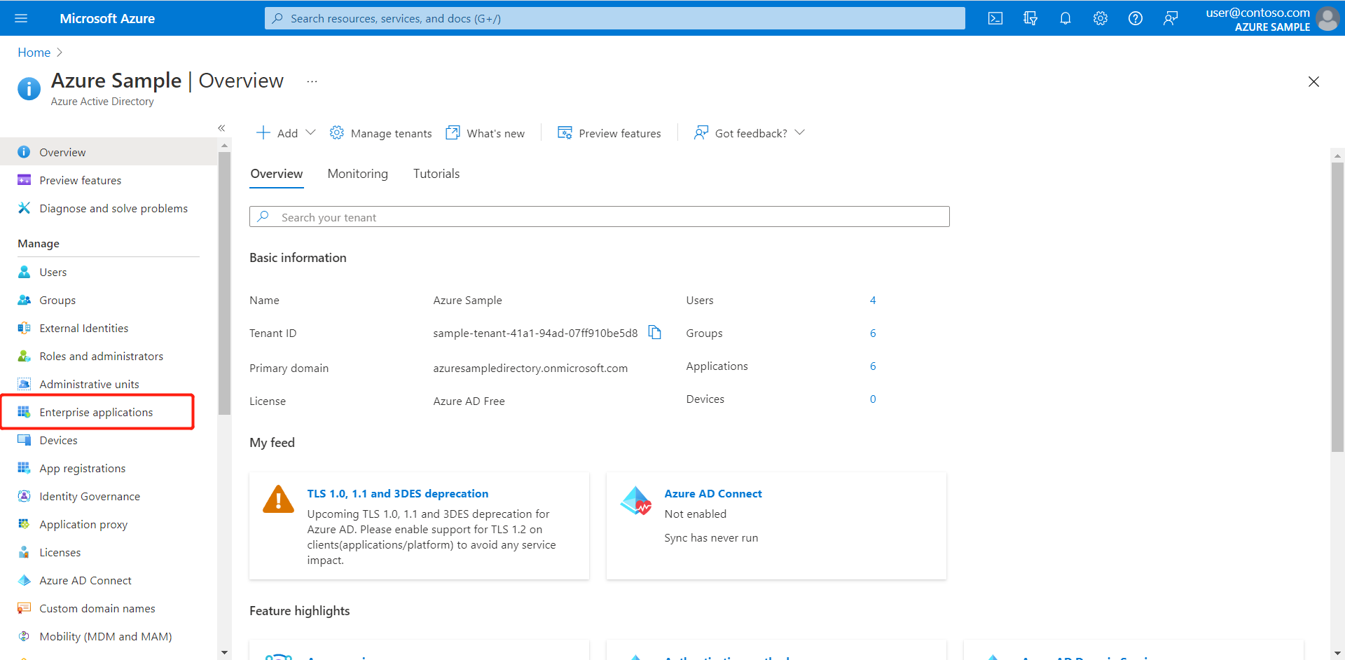 Snímek obrazovky s podnikovými aplikacemi v Azure Active Directory