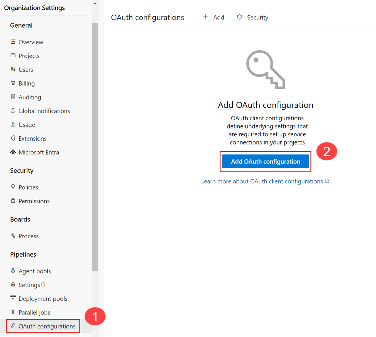 Snímek obrazovky s konfigurací OAuth Nastavení Open Organization