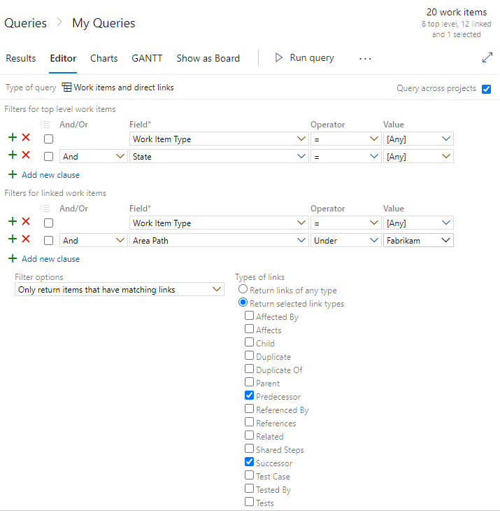 Snímek obrazovky s Editor Power Query, pracovními položkami a přímými odkazy na webový portál