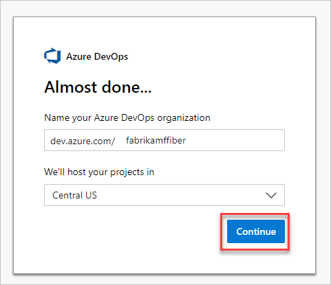 Vytvoření organizace v Azure DevOps