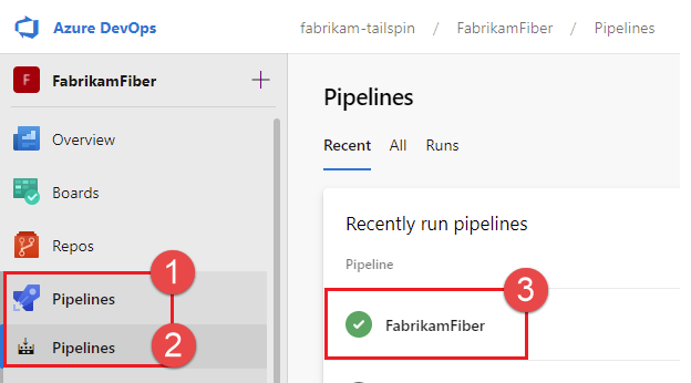 Cílová stránka Azure Pipelines