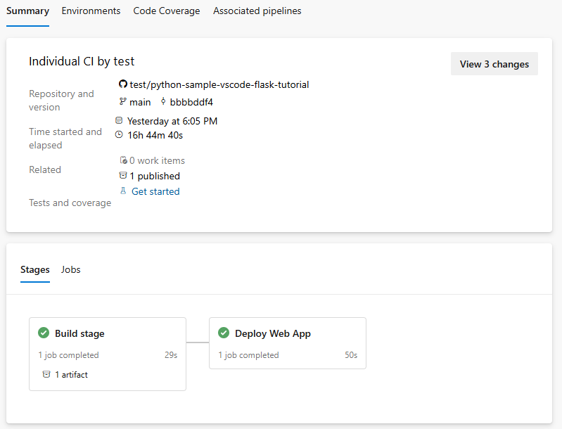 Snímek obrazovky části s přehledem stadií spuštění kanálu