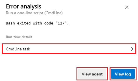 Snímek obrazovky se stránkou analýzy chyb na portálu Azure DevOps