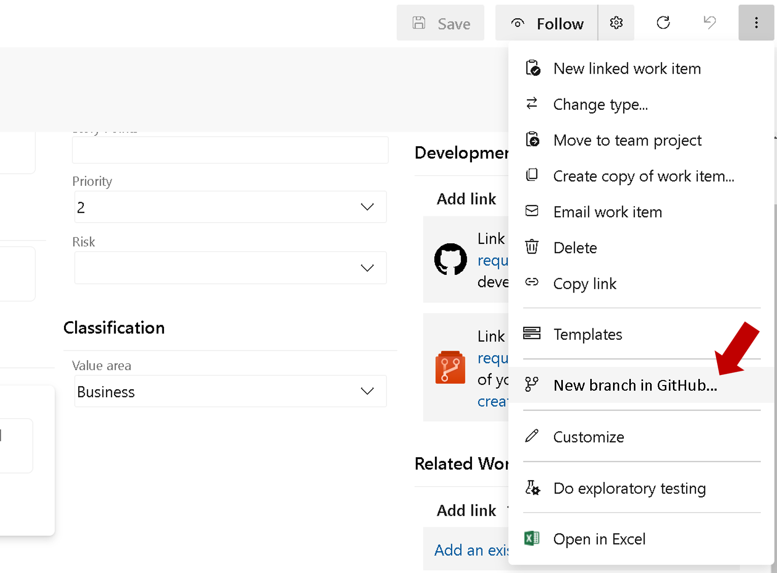 Snímek obrazovky s příkladem přidání odkazu na GitHub