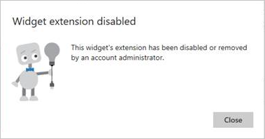 Snímek obrazovky s oznámením o zakázaném rozšíření widgetu