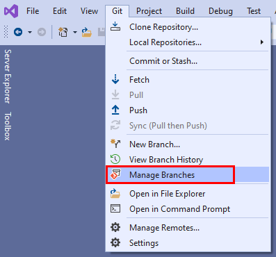 Snímek obrazovky se sadou Visual Studio