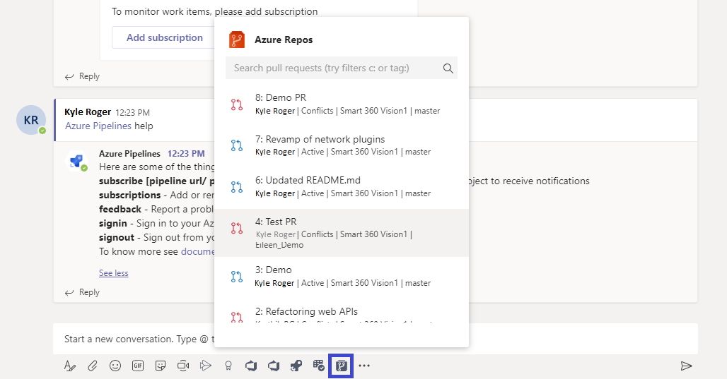 Snímek obrazovky s rozšířením pro psaní zpráv