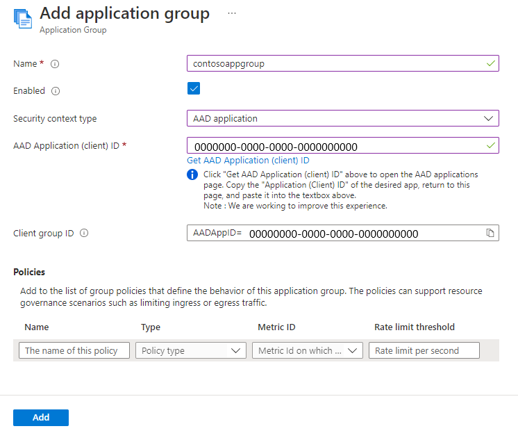 Snímek obrazovky se stránkou Přidat skupinu aplikací s možností Microsoft Entra