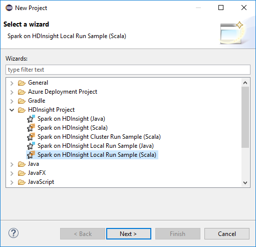 Nový projekt vybere dialogové okno průvodce.