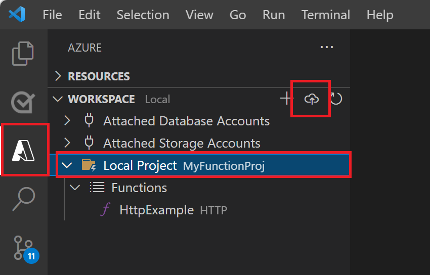 Nasazení projektu z pracovního prostoru editoru Visual Studio Code