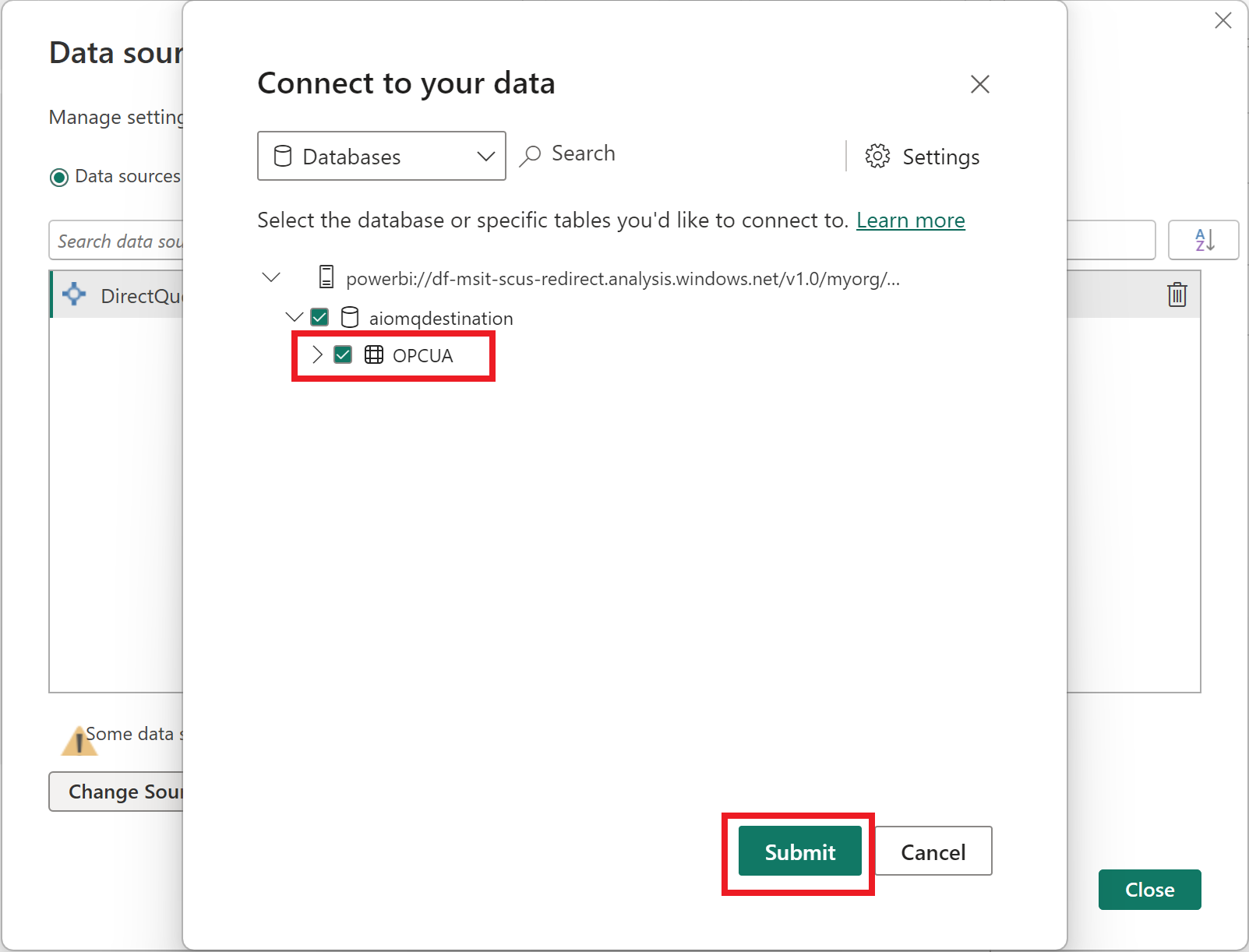 Snímek obrazovky Power BI s možnostmi Připojení k datům