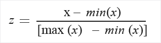 normalizace pomocí funkce min-max