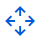 : Toto je ikona nástroje pro manipulaci s oblastmi – čtyři šipky směřující směrem ven ze středu, nahoru, doprava, dolů a doleva
