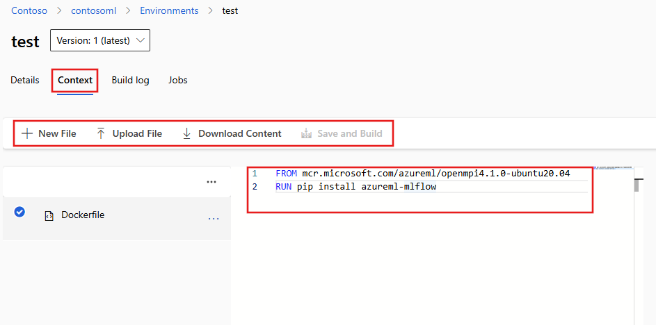 Snímek obrazovky s kartou kontextu prostředí