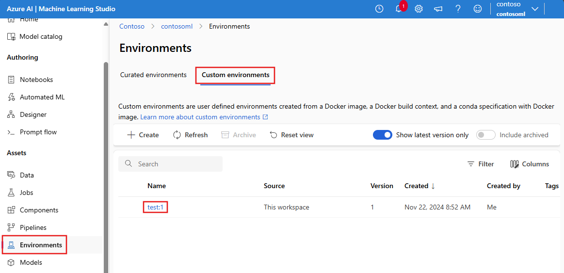 Snímek obrazovky se stránkou vlastních prostředí