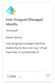 Snímek obrazovky dlaždice spravované identity přiřazené uživatelem na Azure Marketplace