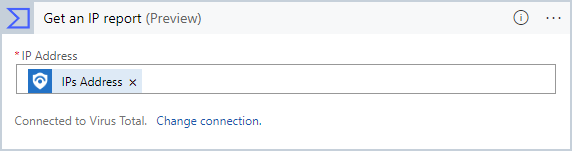 Snímek obrazovky znázorňuje akci odeslání IP adresy do Virus Total, aby se o ní zobrazila zpráva.