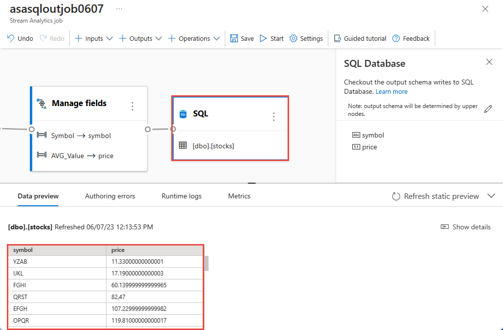 Snímek obrazovky znázorňující možnost Získat statický náhled nebo Aktualizovat statický náhled