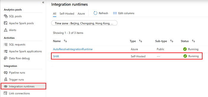 Získejte stav prostředí Integration Runtime.