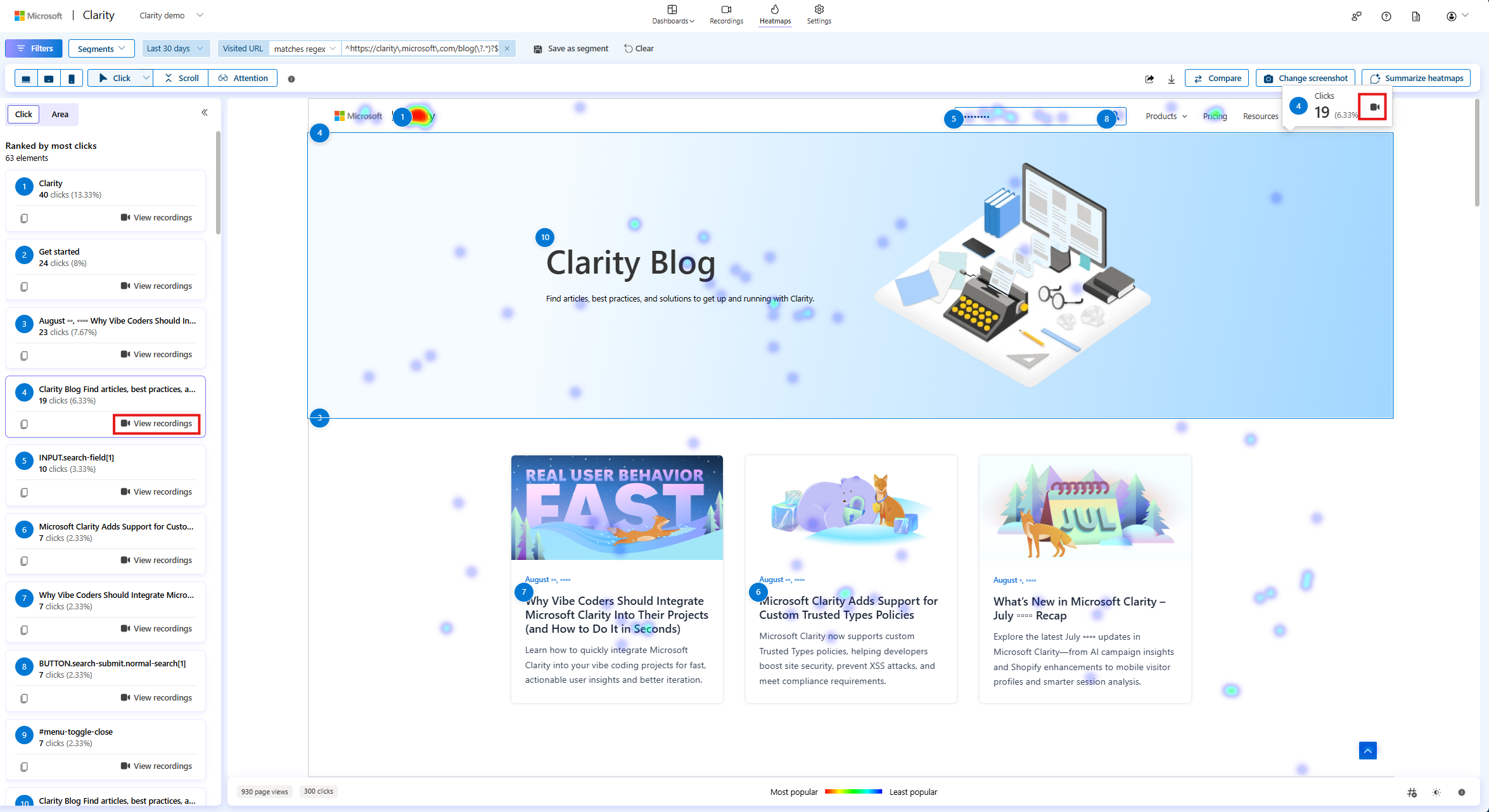 clicked element view.