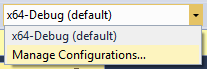 Screenshot of Manage configurations selected in the drop-down.
