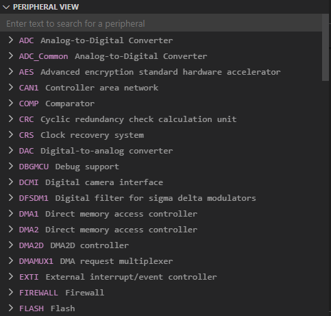 Snímek obrazovky s periferním zobrazením v editoru Visual Studio Code