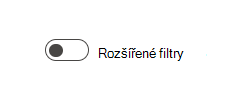 Snímek obrazovky znázorňující přepínač Rozšířené filtry