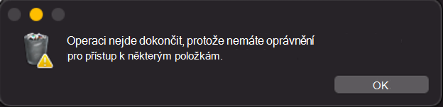 Snímek obrazovky s automaticky otevíranou zprávou o zablokování operace