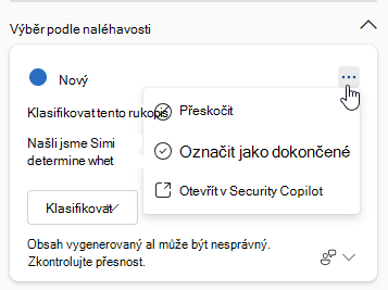 Snímek obrazovky znázorňující možnosti dostupné uživatelům na kartě odpovědi s asistencí na bočním panelu Copilot