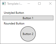 Okno WPF s jedním kruhovým tlačítkem šablony