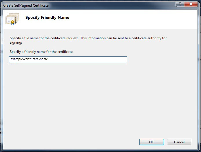 mg_MyCert Create Self-Signed Certificate Dialog