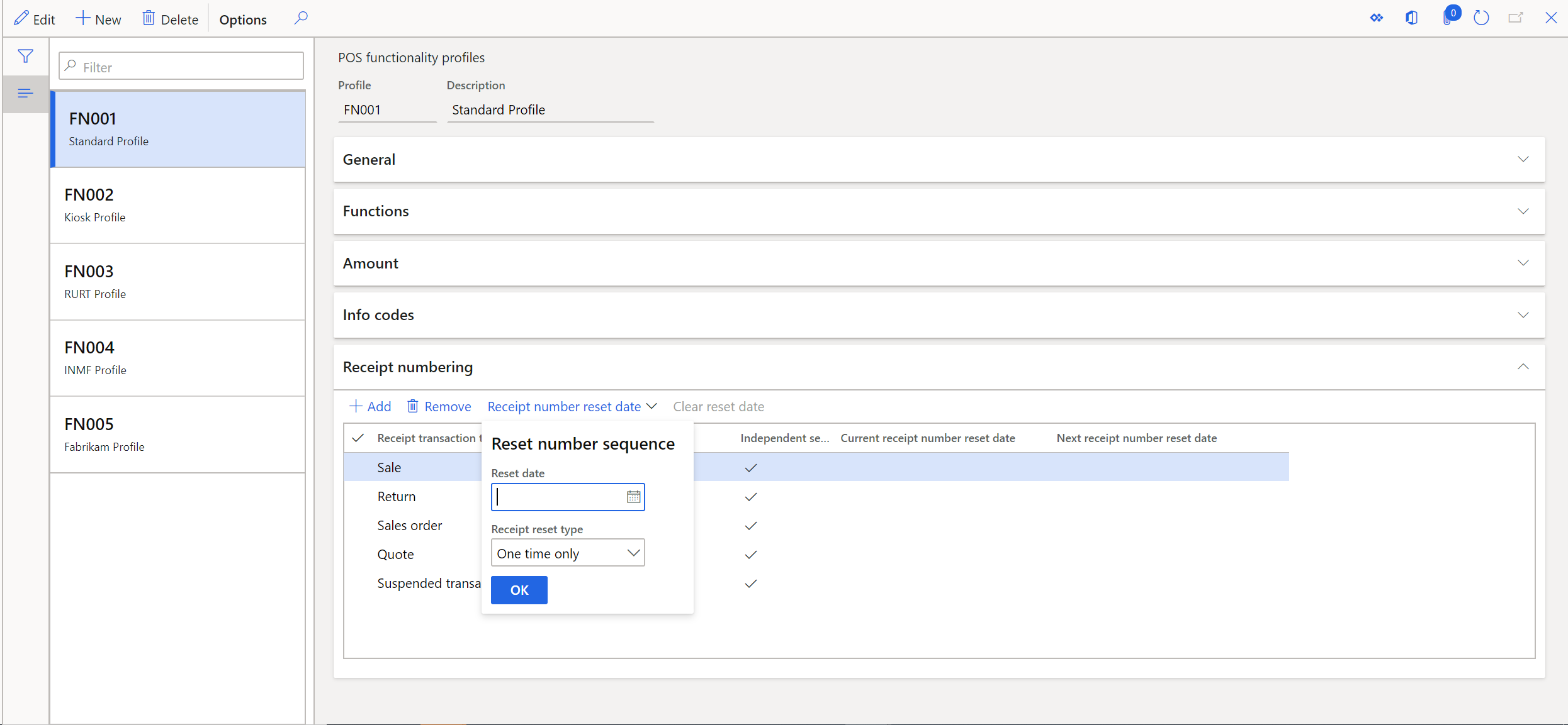 Snímek obrazovky s výběrem data resetování potvrzení