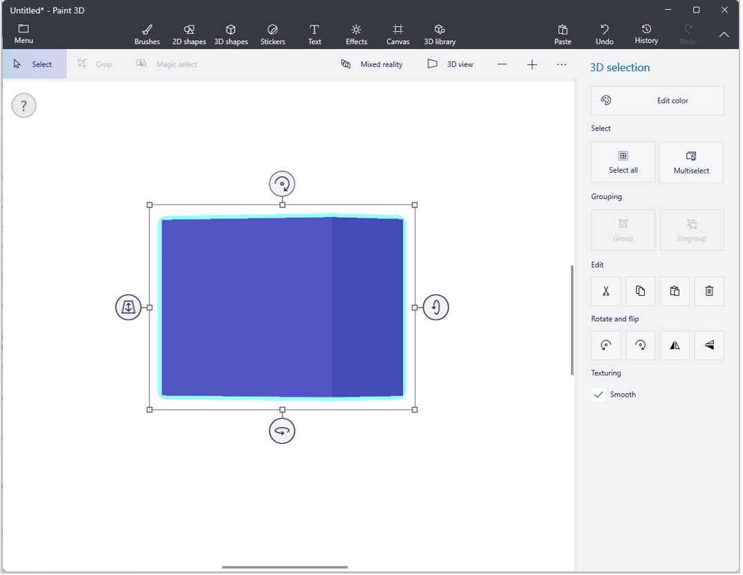 Screenshot of Paint 3D image rotated Screenshot of Paint 3D image rotated.