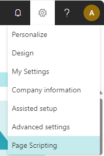 Choose Page Scripting in the Settings menu to open it