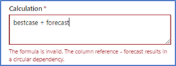 Error message for column with adjustments.