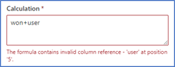 Error message for a hierarchy-related column.