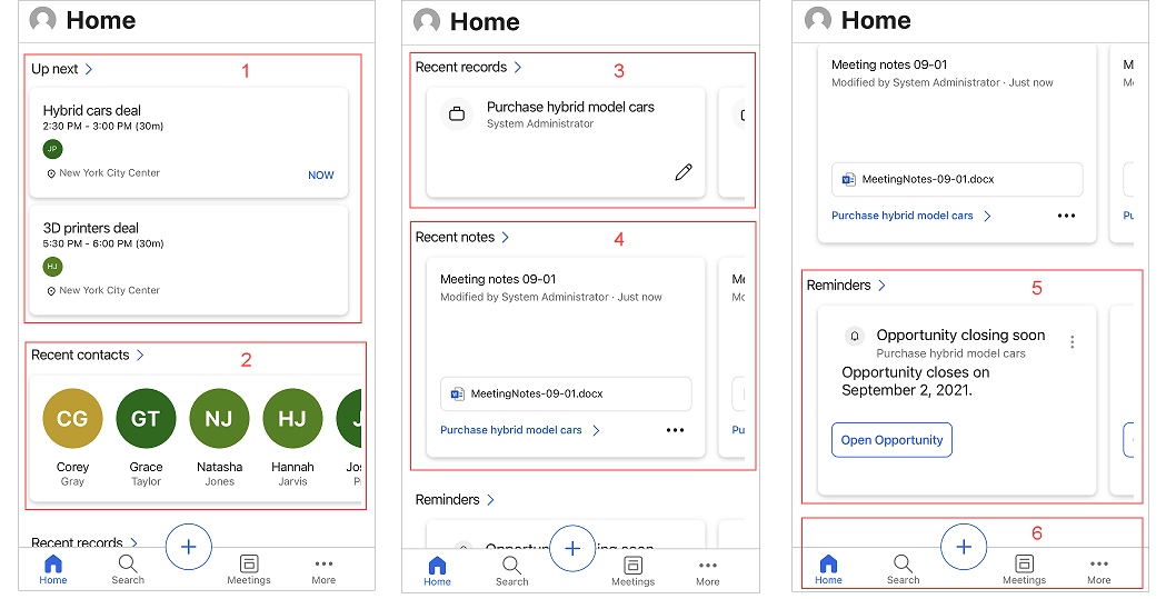 Domovská obrazovka mobilní aplikace Sales.