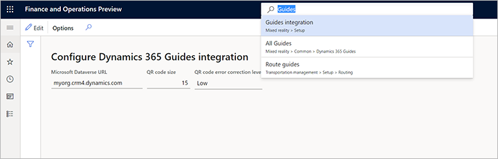 Konfigurace integrace aplikace Guides ve výrobě.