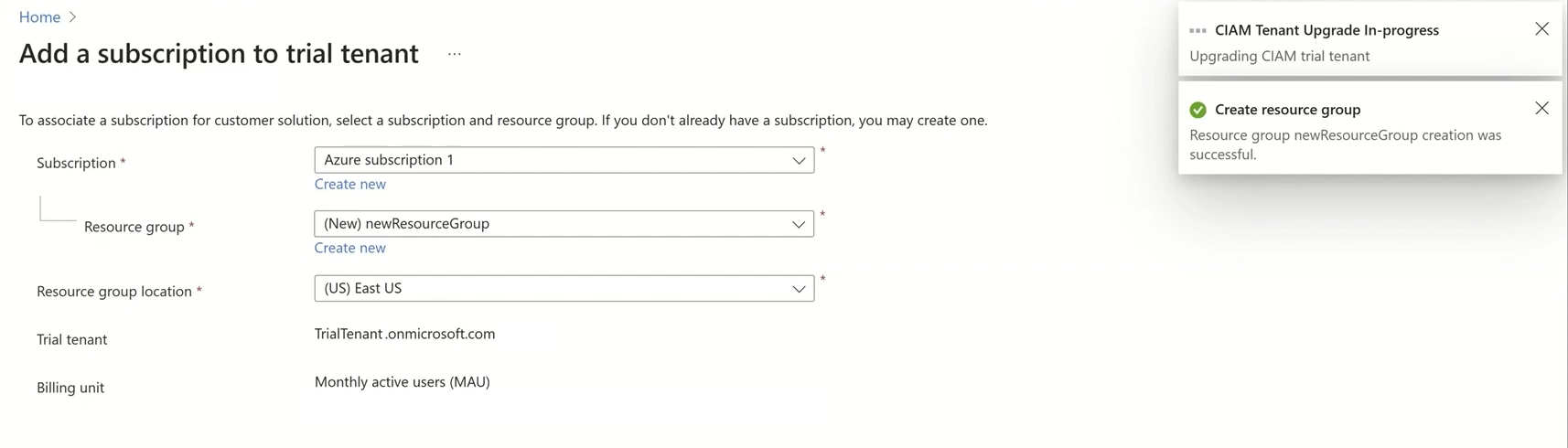 Snímek obrazovky s vytvořením skupiny prostředků