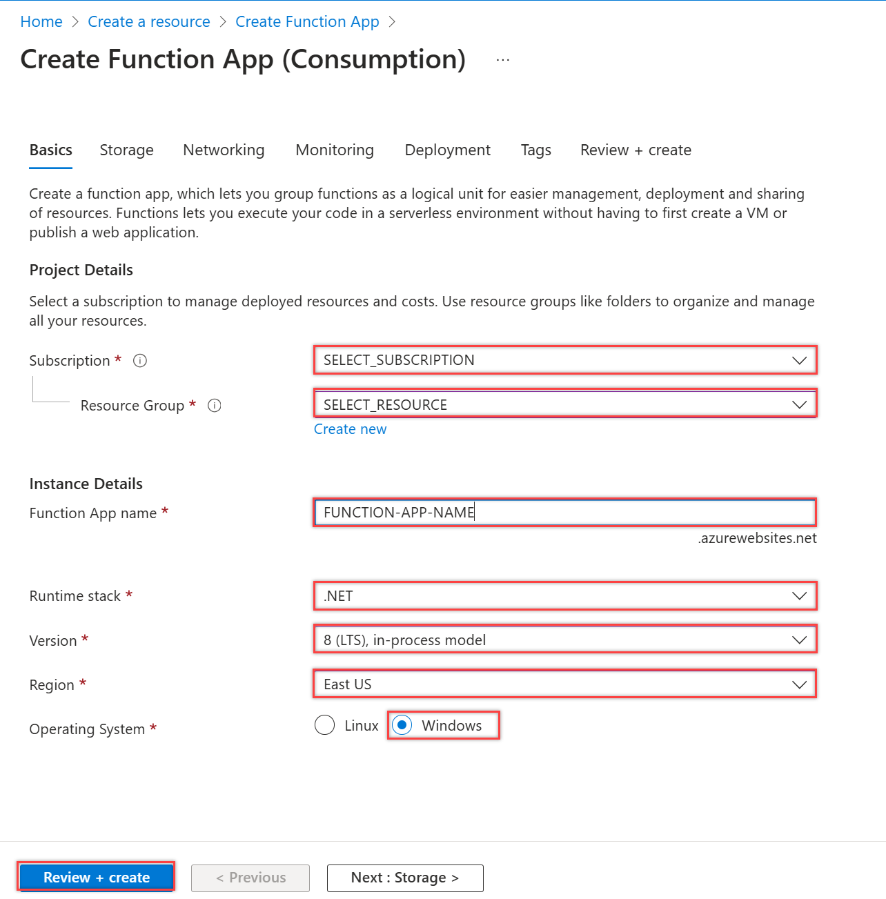 Snímek obrazovky znázorňující výběr vývojového prostředí a šablony
