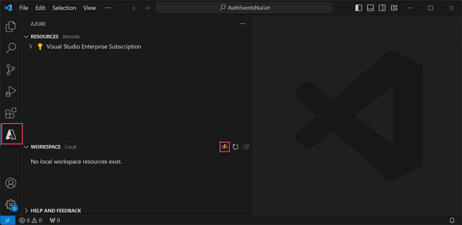 Snímek obrazovky, který ukazuje, jak přidat funkci Azure v editoru Visual Studio Code