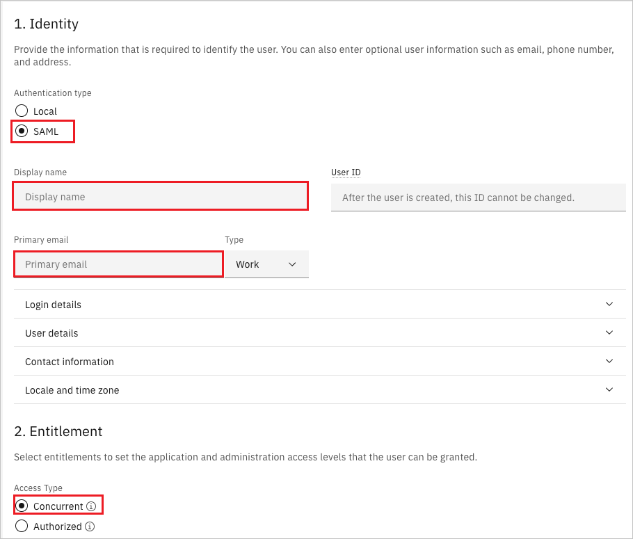 Snímek obrazovky znázorňující nového uživatele v nástroji Správa sady