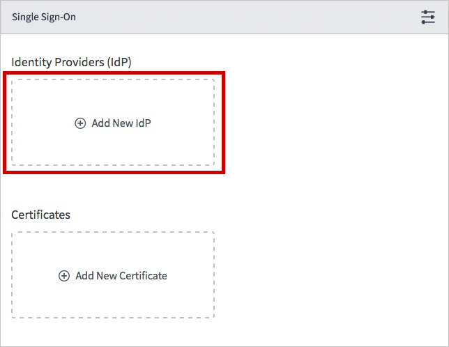 Snímek obrazovky s dialogovým oknem Single Sign-On se zvýrazněnou možností Přidat nový zprostředkovatel identity a možností konfigurace jednokrokového přihlášení