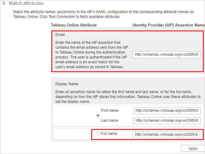 Screenshot shows the Match attributes section where you can enter the values.