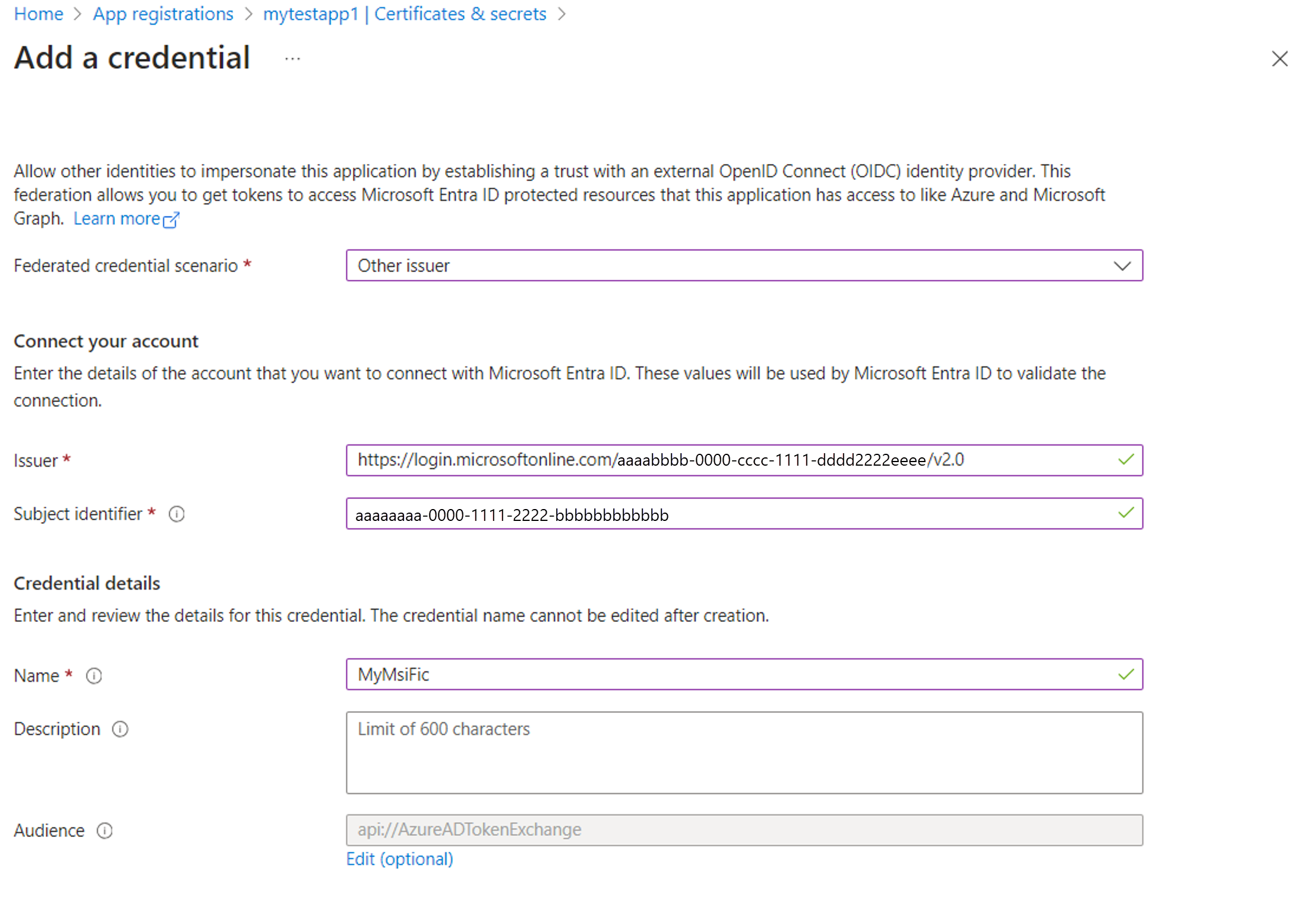 Snímek obrazovky s oknem přihlašovacích údajů v Centru pro správu Microsoft Entra