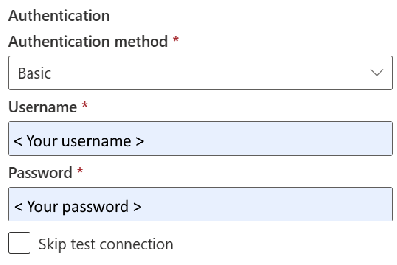 Screenshot showing that basic authentication method.