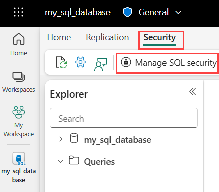 Snímek obrazovky portálu Fabric, který zobrazuje kartu Zabezpečení.